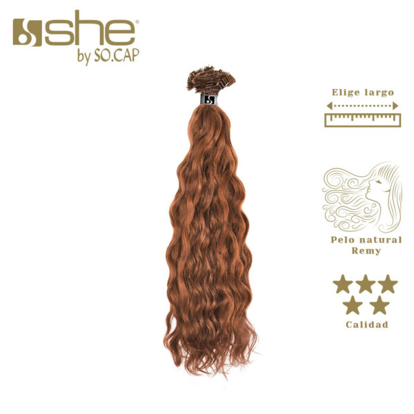 Extensiones de queratina rizada de la marca She By Socap