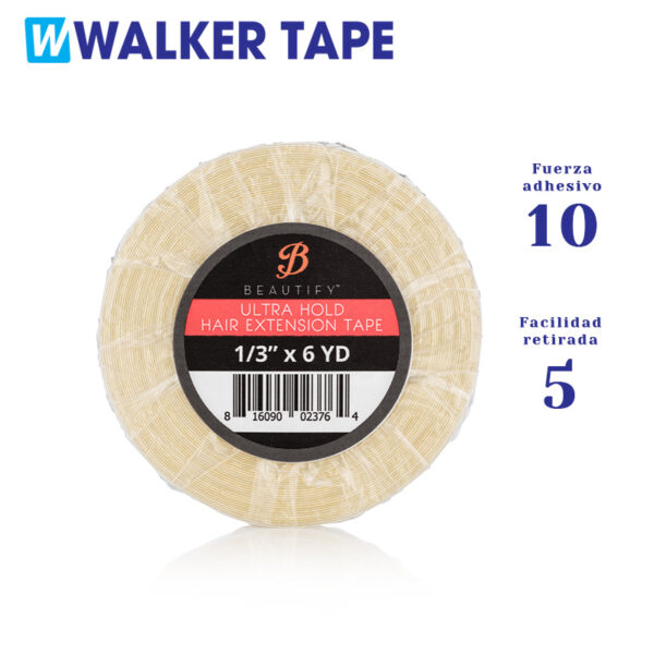 Cinta adhesiva ultra hold de doble cara, marca Walker Tape con fortaleza de adhesivo nivel 10 y facilidad de retirada nivel 5