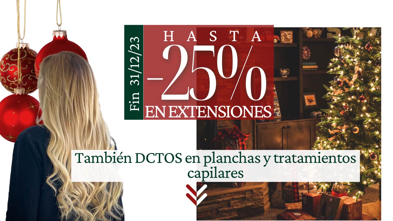 portada promociones de navidad en extensiones de pelo, planchas, tratamientos y secadores