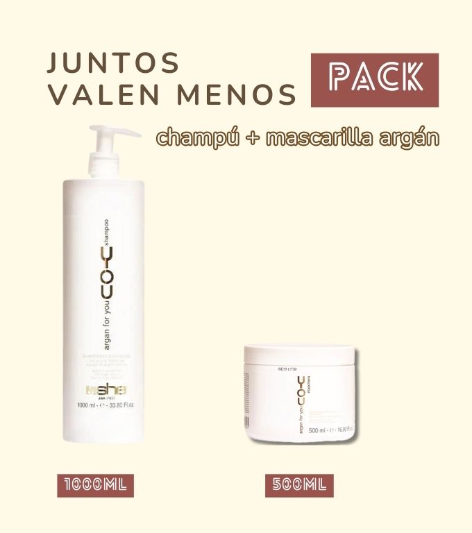 Pack tratamiento cabello de argán, champú y mascarilla grandes -25%